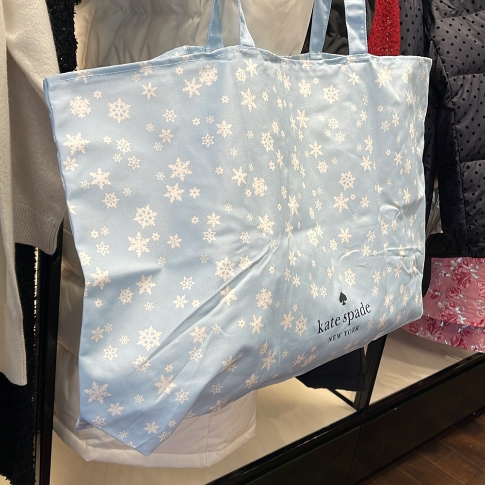 Kate Spade Snow Flakes Canvas Tote XL Reusable Shopping Beach Bag - Picture 3 of 16